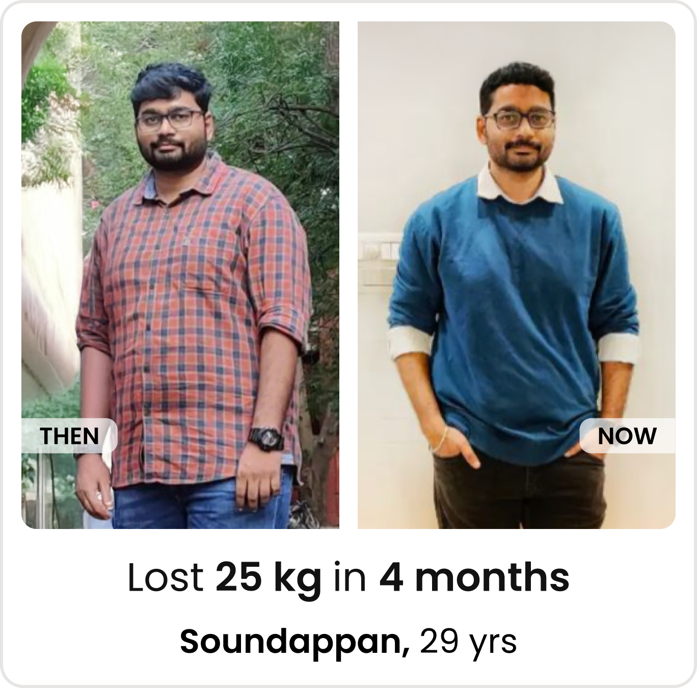 Soundappan, 29 — lost 25 kg in 4 months